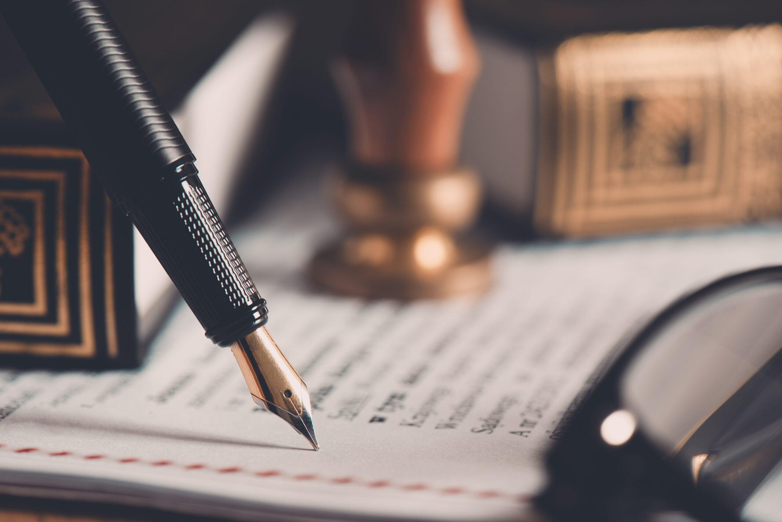 Law,,Notary,Background,Theme.,Fountain,Pen,And,Documents,On,Desk